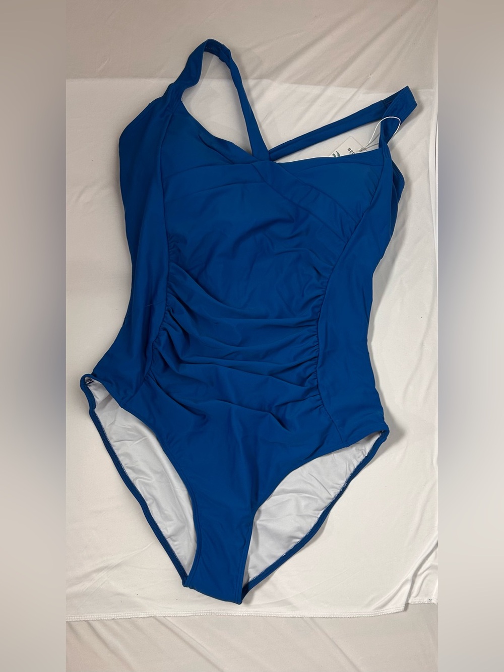 Women’s Blue One-Piece Swimsuit - Classic Ruched Front
